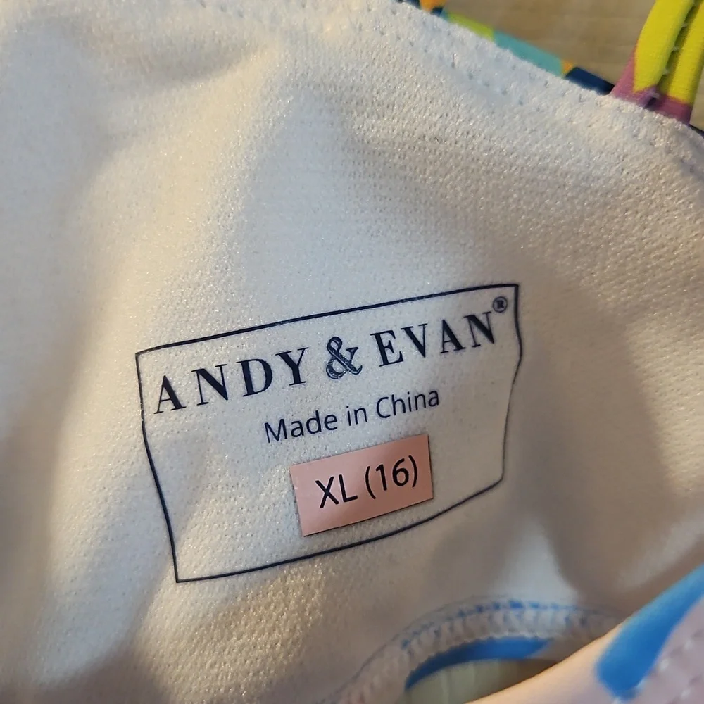 Andy & Evan Girls' Two-Piece Swimsuit: FLORAL PRINT: NEW WITH TAGS: SIZE XL (16)